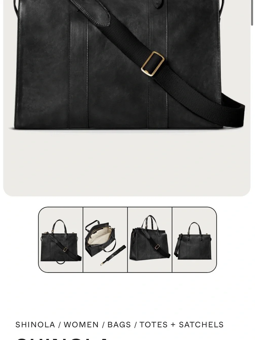 Shinola Large Sibley Satchel Classic Black Leather Men's Tote Bag